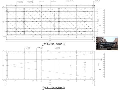 车库入口廊架构架节点大样详图CAD施工图cad施工图