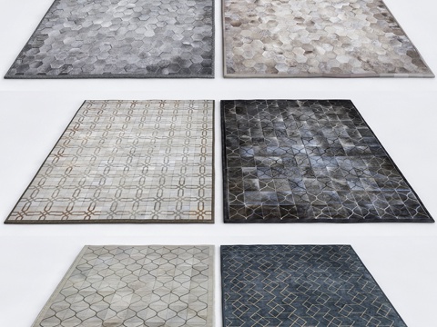  经典欧式布艺地毯组合3d模型 