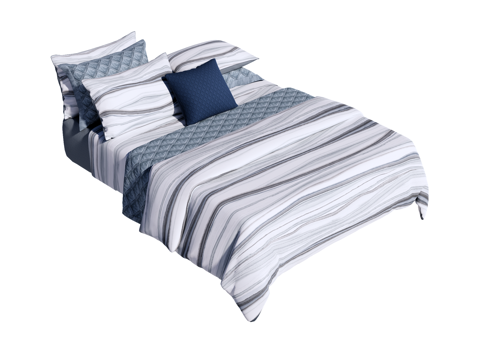  床 双人床 床上四件套su模型 