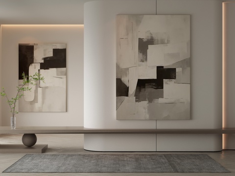  侘寂挂画 油画3d模型 