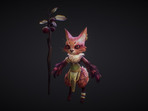  低多边形狐狸德鲁伊3d模型 