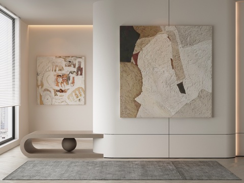  现代侘寂挂画 油画3d模型 