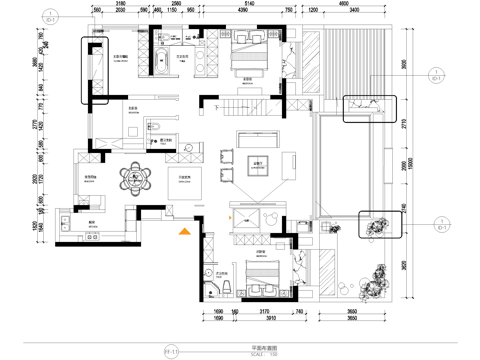  别墅平面系统图 户型图 吊顶图 水电图 CAD施工图cad施工图 