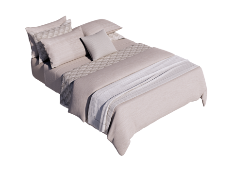  床 双人床 床上四件套su模型 