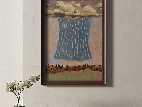  复古，中古，简约，抽象，装饰画3d模型 