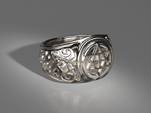  男款朋克风戒指3d模型 