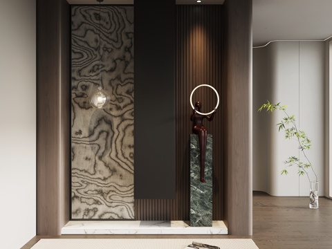 现代意式玄关 隔断su模型