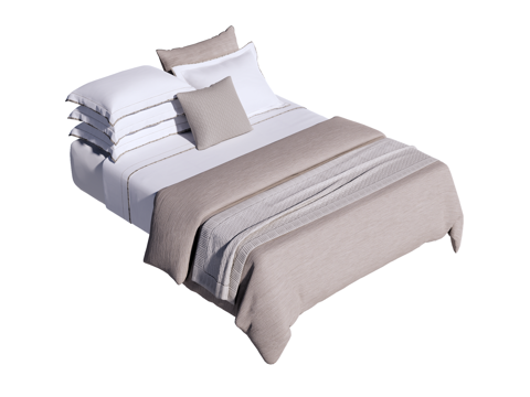 床 双人床 床上四件套su模型