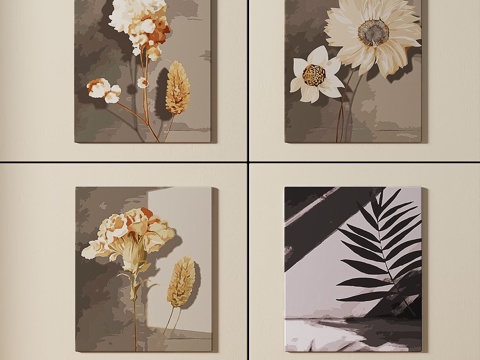  奶油风，组合画3d模型 