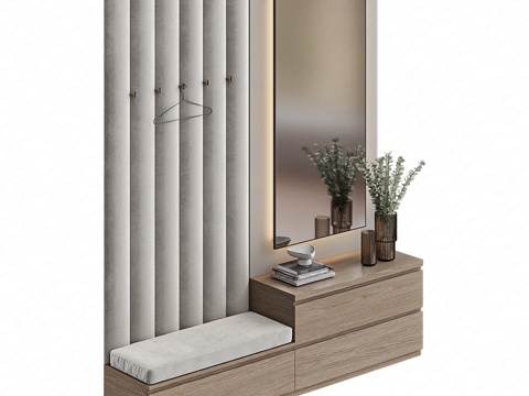  玄关换鞋组合柜3d模型 