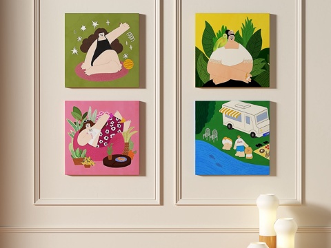  现代，儿童，组合，挂画3d模型 