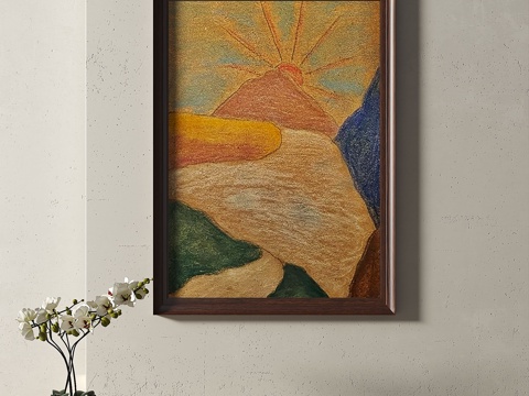  复古，中古，简约，抽象，装饰画3d模型 