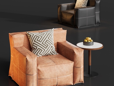  复古休闲沙发椅3d模型 