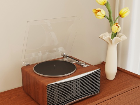  法式复古音响 留声机 唱片机3d模型 