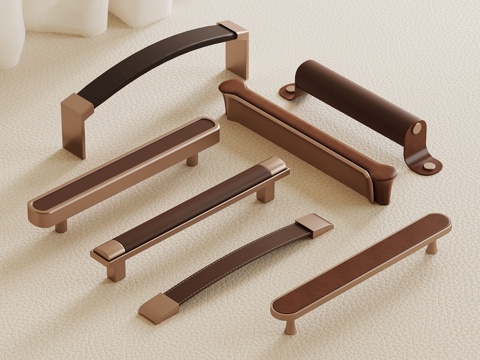 现代意式拉手 皮革拉手su模型