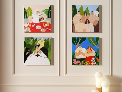  现代，儿童，组合，挂画3d模型 