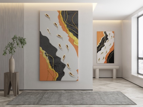  现代侘寂挂画 油画3d模型 