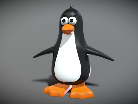  风格化企鹅角色绑定3d模型 