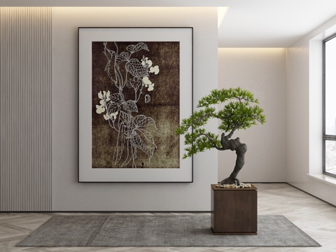  新中式侘寂挂画 油画3d模型 