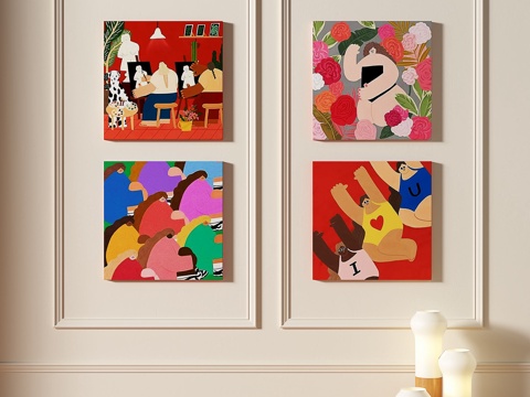  现代，儿童，组合，挂画3d模型 