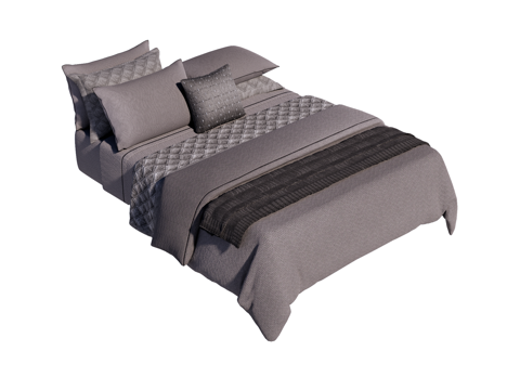 床 双人床 床上四件套su模型