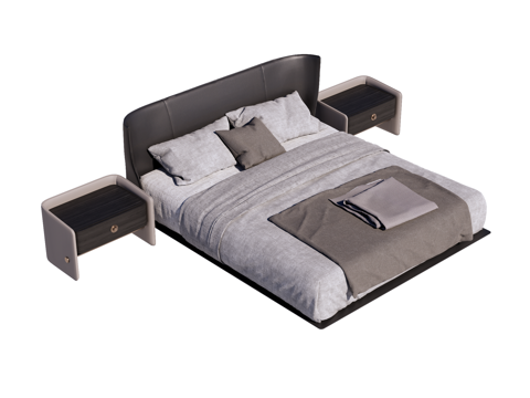 床 双人床 现代床su模型