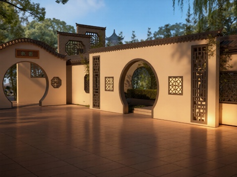  庭院景观3d模型 