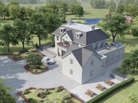  现代室外建筑别墅3d模型 