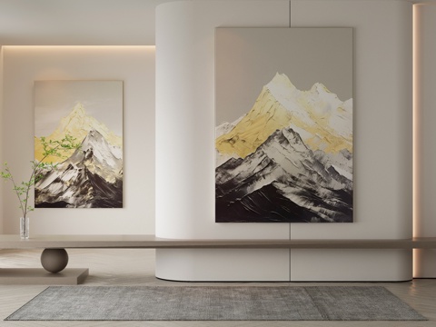  现代侘寂挂画 油画3d模型 