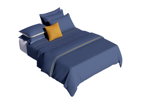  床 双人床 床上四件套su模型 