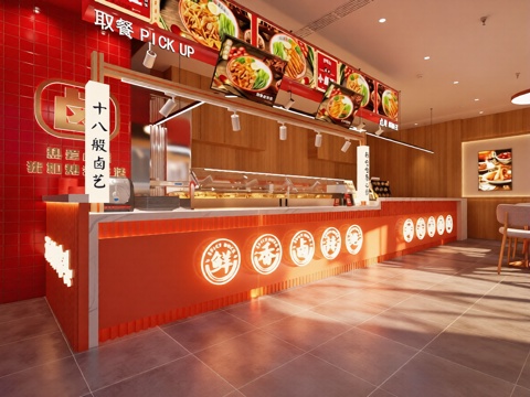  餐厅档口3d模型 