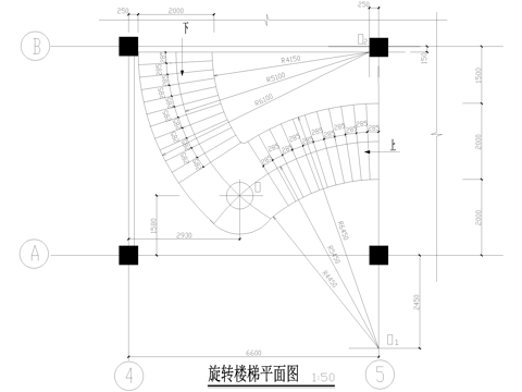 旋转楼梯 CAD施工图cad施工图