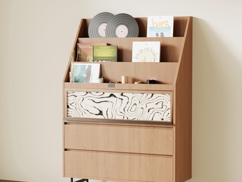  现代中古书架 置物架3d模型 