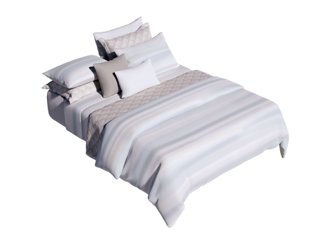 床 双人床 床上四件套su模型