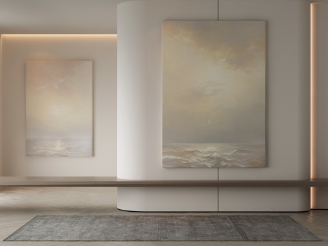  侘寂挂画 油画3d模型 