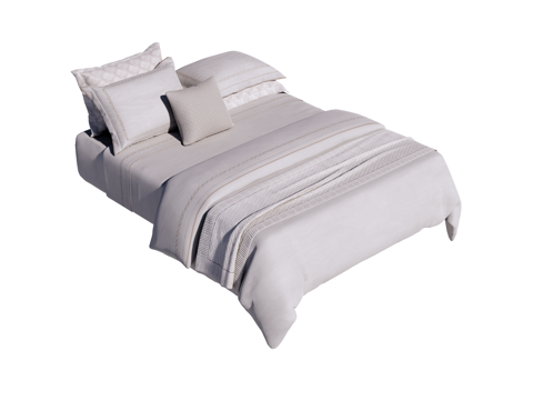 床 双人床 床上四件套su模型