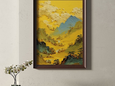  复古，中古，简约，抽象，装饰画3d模型 