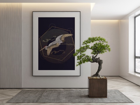  侘寂挂画 油画3d模型 