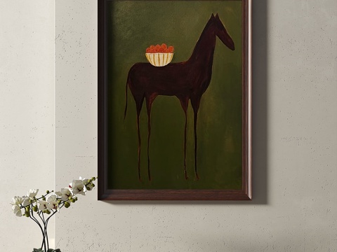  复古，中古，简约，抽象，装饰画3d模型 