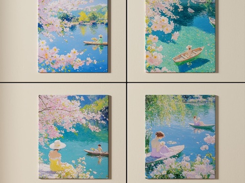  印象派，组合画3d模型 