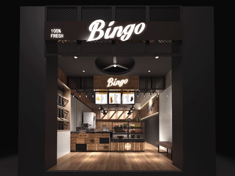  工业风奶茶店收银台店面3d模型 