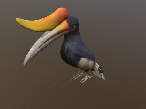  冲刺中的犀鸟3d模型 