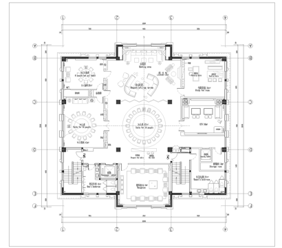 高档餐厅会所   最新平面施工图合集cad施工图