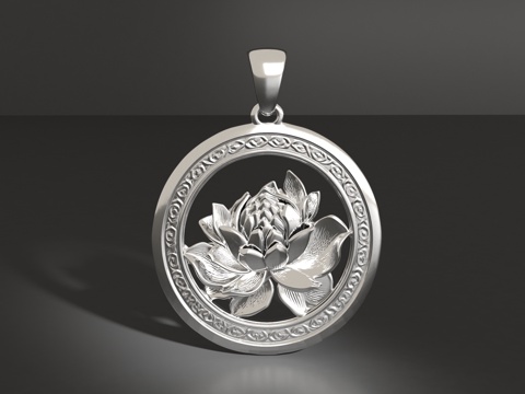  荷花吊坠3d模型 