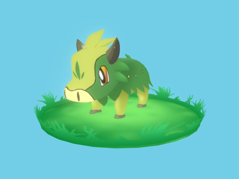  牛胖粉丝自制草系初始宝可梦3d模型 