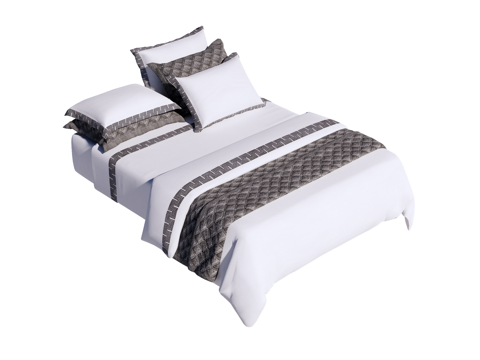 床 双人床 床上四件套su模型