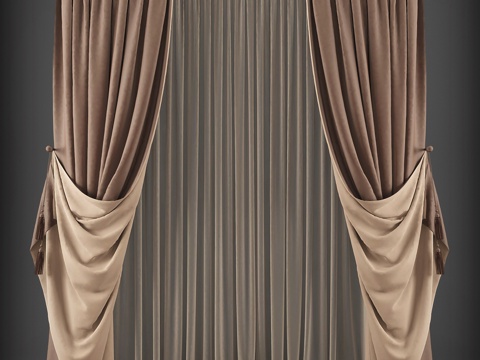  经典欧式窗帘组合3d模型 