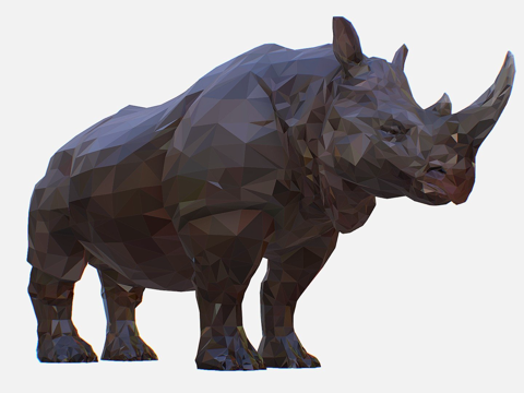  低多边形艺术非洲动物犀牛3d模型 