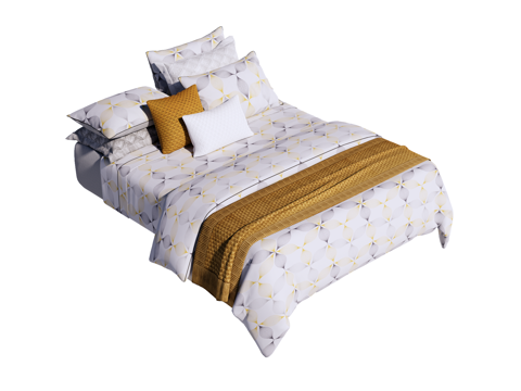 床 双人床 床上四件套su模型