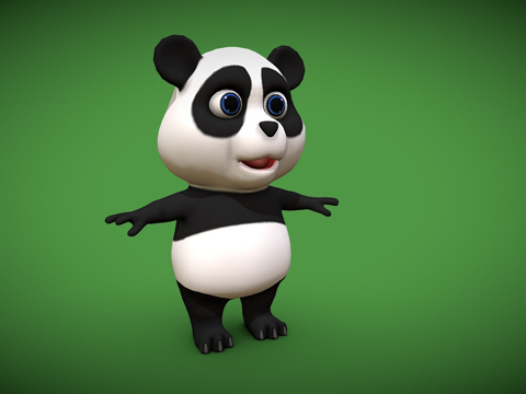  卡通熊猫3d模型 